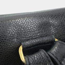 Pre Owned Chanel Backpack Coco Mark Caviar Skin Black