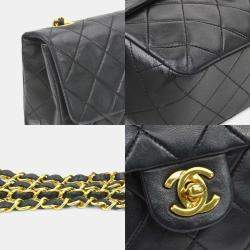 Pre Owned Chanel Matelasse Shoulder Bag In Lambskin  Black And Gold