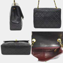 Pre Owned Chanel Matelasse Shoulder Bag In Lambskin  Black And Gold