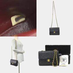 Pre Owned Chanel Matelasse Shoulder Bag In Lambskin  Black And Gold