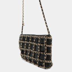 Pre Owned Chanel Coco Mark Black Lambskin Chain Shoulder Bag