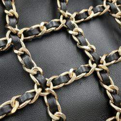 Pre Owned Chanel Coco Mark Black Lambskin Chain Shoulder Bag