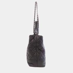 Pre Owned Chanel Matelasse Black Leather Tote