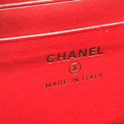 Pre Owned Chanel Cc Filigree Matelasse Chain Mini Shoulder Bag In Caviar Leather  Red
