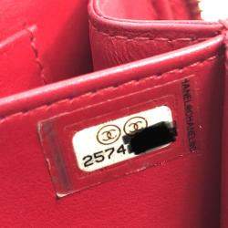 Pre Owned Chanel Cc Filigree Matelasse Chain Mini Shoulder Bag In Caviar Leather  Red