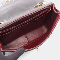 Pre Owned Chanel Mademoiselle Deca Matelasse Black Lambskin Shoulder Bag