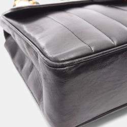 Pre Owned Chanel Mademoiselle Deca Matelasse Black Lambskin Shoulder Bag