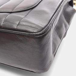 Pre Owned Chanel Mademoiselle Deca Matelasse Black Lambskin Shoulder Bag