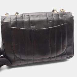 Pre Owned Chanel Mademoiselle Deca Matelasse Black Lambskin Shoulder Bag