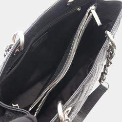 Pre Owned Chanel Matelasse Grand Shopping Gst Tote Bag In Calfskin Leather  Black