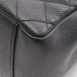 Pre Owned Chanel Matelasse Grand Shopping Gst Tote Bag In Calfskin Leather  Black