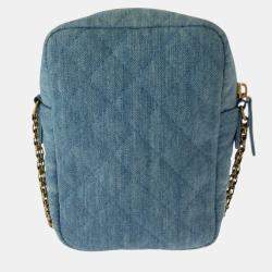 Pre Owned Chanel 2.55 Quilted Blue Denim Shoulder Bag