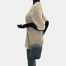 Pre Owned Chanel 2.55 Quilted Blue Denim Shoulder Bag
