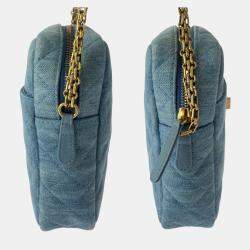 Pre Owned Chanel 2.55 Quilted Blue Denim Shoulder Bag