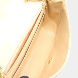 Pre Owned Chanel Matelasse Diana Beige Lambskin Leather Flap Shoulder Bag