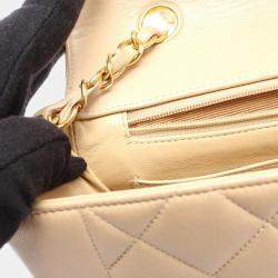 Pre Owned Chanel Matelasse Diana Beige Lambskin Leather Flap Shoulder Bag