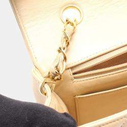 Pre Owned Chanel Matelasse Diana Beige Lambskin Leather Flap Shoulder Bag