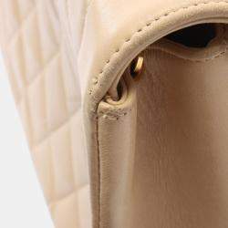 Pre Owned Chanel Matelasse Diana Beige Lambskin Leather Flap Shoulder Bag