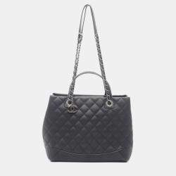 Pre Owned Chanel Matelasse Black Leather Tote 