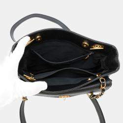 Pre Owned Chanel Chain Tote Bag With Coco Mark And Caviar Skin  Black