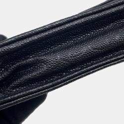 Pre Owned Chanel Chain Wallet Camellia Coco Mark Caviar Skin Black
