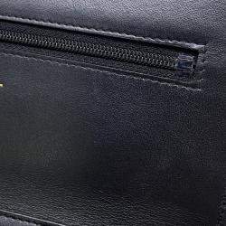 Pre Owned Chanel Chain Wallet Camellia Coco Mark Caviar Skin Black