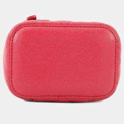 Pre Owned Chanel Chain Shoulder Bag  Matelasse  Coco Mark  Classic Mini Vanity Case  Caviar Skin