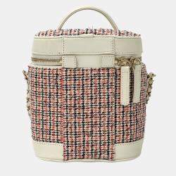 Pre Owned Chanel Bag Cruise Line Shoulder Tweed Leather Vanity Chain Red White Coco Mark Mini