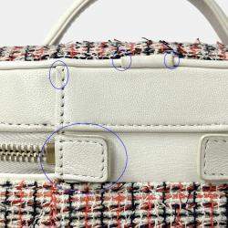Pre Owned Chanel Bag Cruise Line Shoulder Tweed Leather Vanity Chain Red White Coco Mark Mini
