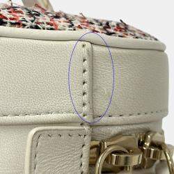 Pre Owned Chanel Bag Cruise Line Shoulder Tweed Leather Vanity Chain Red White Coco Mark Mini