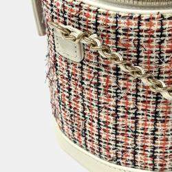 Pre Owned Chanel Bag Cruise Line Shoulder Tweed Leather Vanity Chain Red White Coco Mark Mini