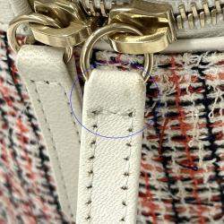 Pre Owned Chanel Bag Cruise Line Shoulder Tweed Leather Vanity Chain Red White Coco Mark Mini