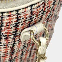 Pre Owned Chanel Bag Cruise Line Shoulder Tweed Leather Vanity Chain Red White Coco Mark Mini