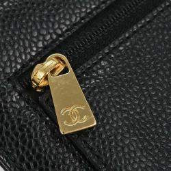Pre Owned Chanel Black Calfskin Trifold Wallet