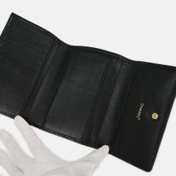 Pre Owned Chanel Black Calfskin Trifold Wallet