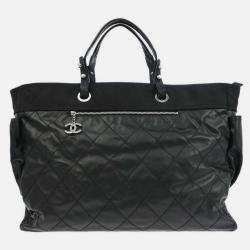 Pre Owned Chanel Black Leather Paris-Biarritz GM Tote Handbag