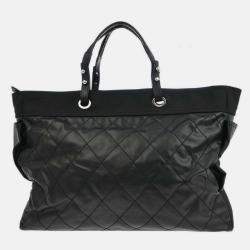 Pre Owned Chanel Black Leather Paris-Biarritz GM Tote Handbag