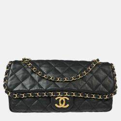 Pre Owned Chanel Black Calfskin Luxury Line Chain Me Shoulder Bag