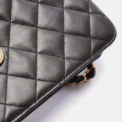 Pre Owned Chanel Flap Black Leather Shoulder Bag