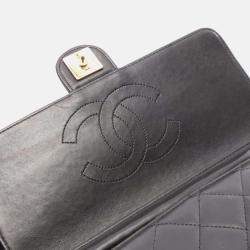 Pre Owned Chanel Flap Black Leather Shoulder Bag