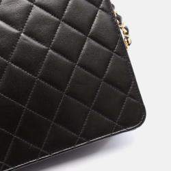 Pre Owned Chanel Flap Black Leather Shoulder Bag