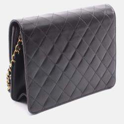Pre Owned Chanel Flap Black Leather Shoulder Bag