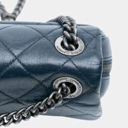 Pre Owned Chanel Blue Small Glazed Calfskin Duo Color Flap