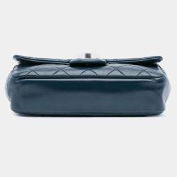 Pre Owned Chanel Blue Small Glazed Calfskin Duo Color Flap