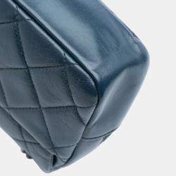 Pre Owned Chanel Blue Small Glazed Calfskin Duo Color Flap