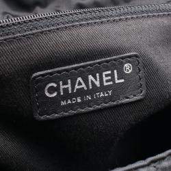 Pre Owned Chanel Paris New York Timeless Black Leather, Nylon Tote Bag