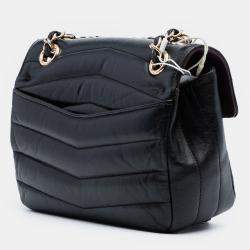 Pre Owned Chanel Black Small Chevron Shiny Lambskin Miroir Flap Bag