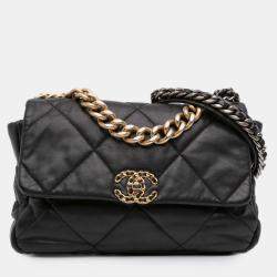 Pre Owned Chanel Black Large Lambskin 19 Flap