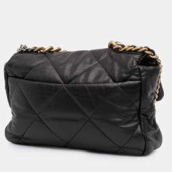 Pre Owned Chanel Black Large Lambskin 19 Flap