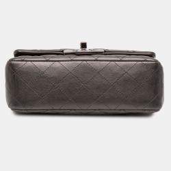 Pre Owned Chanel Grey Mini Rectangular Classic Metallic Lambskin Single Flap